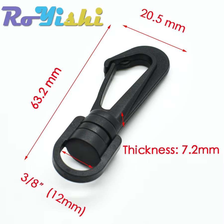 RoYishi Set aus 10 Kunststoff-Karabinerhaken und seitlichen Entriegelungsschnallen für Gurtband und Rucksäcke in Schwarz, 6 Größen von 1/2 bis 2 Zoll - Bild 2