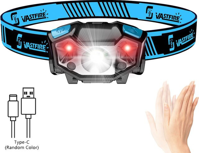 VASTFIRE LED-Scheinwerfer mit Bewegungsmelder und RGBW-Licht in Weiß und Rot, wiederaufladbar für Camping und Outdoor - Bild 1