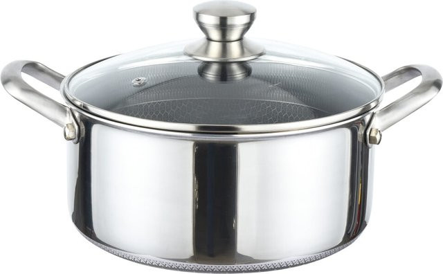 Cheffinger Kochtopf aus Edelstahl mit Wabenstruktur und Keramikbeschichtung, Farbe: Silber, Durchmesser: 20 cm - Bild 1