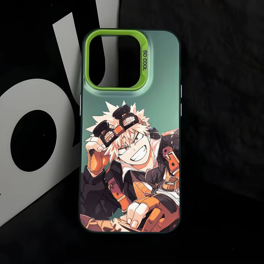 Handyhülle mit Katsuki Bakugo Anime Charakter Design für iPhone 11 bis iPhone 17 Pro Max Plus in Bunt und Silber - Bild 3