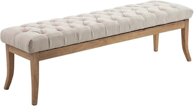 DELUKE Sitzbank CANNES Polsterbank im Chesterfield-Design aus Stoff in Creme und Hellbraun, B/T/H: 150 x 38 x 46 cm - Bild 1