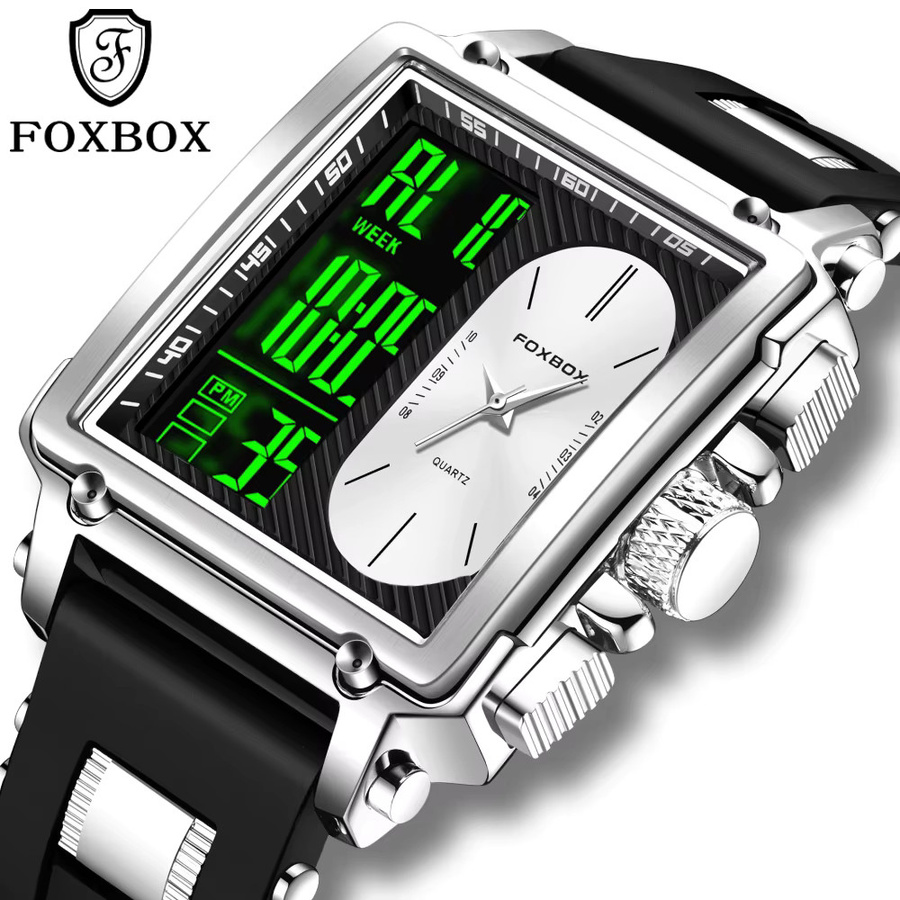 FOXBOX Armbanduhr, Quarz, Silikonarmband, Silber, Herren - Bild 6