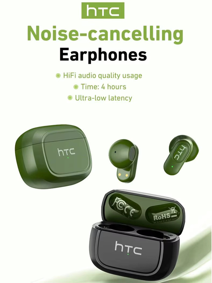 HTC NE51 Bluetooth TWS Mini-Ohrhörer mit Rauschunterdrückung in Grün und Schwarz - Bild 3