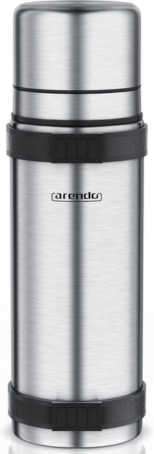 Arendo Isolierflasche aus Edelstahl in Silber, BPA-frei, hält warm und kalt, 1 Liter - Bild 1