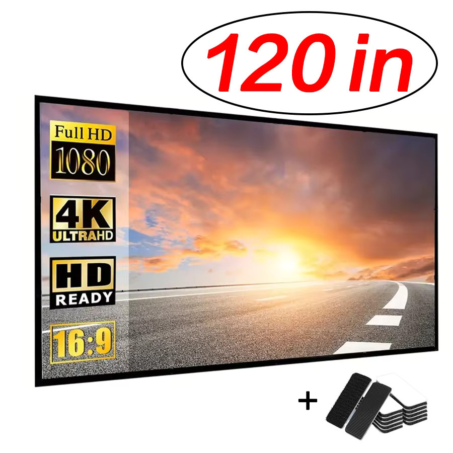 AnovaTec 3D Projektorleinwand 16:9 faltbar für Heimkino und Outdoor, 4K UHD, Weiß, 120 Zoll - Bild 1