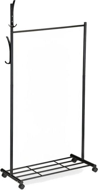 Relaxdays Garderobenständer aus Metall in Schwarz mit Rollen, H x B x T: 165 x 80 x 44 cm - Bild 1