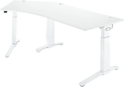 Schäfer Shop Genius Schreibtisch ERGOSTYLE S mit C-Fuß Gestell, manuell höhenverstellbar, melaminharzbeschichtet, weiß, B: 216,5 cm, T: 80 cm, H: 67,5-89,5 cm - Bild 1