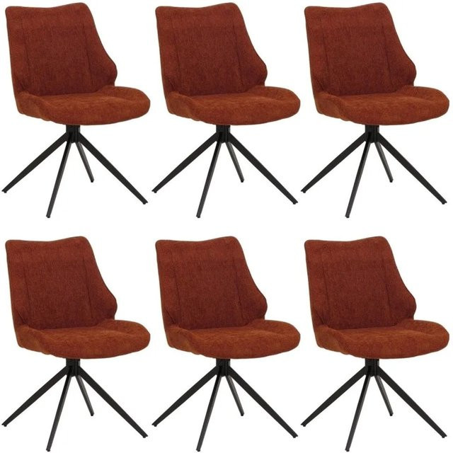 6er-Set Esszimmerstühle MCW O48 in Rotbraun, drehbar mit Auto-Return Funktion, moderner Küchenstuhl aus Textil mit Öko-Tex Zertifizierung - Bild 2