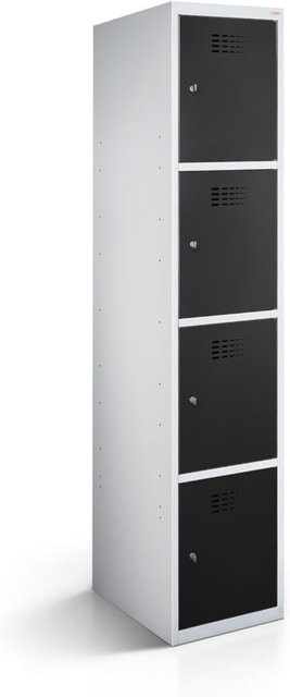 rotstahl Fächerschrank mit 4 Fächern in Lichtgrau und Schwarz, B/T/H: 30 x 50 x 180 cm - Bild 1