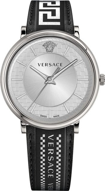 Versace Herrenuhr, Quarz, Edelstahl, 42 mm, Leder, Silber, 5 ATM - Bild 1