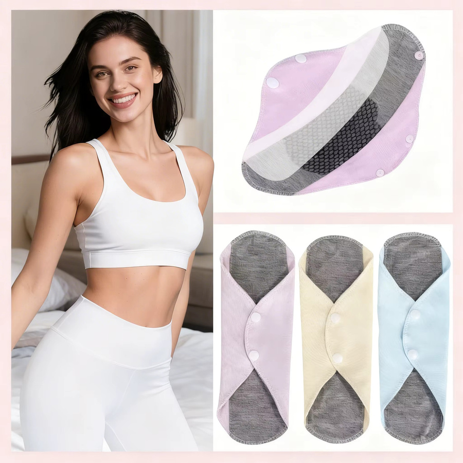 eelhoe Damenhygiene-Pads, Waschbare Menstruationsbinden, Baumwolle - Bild 2