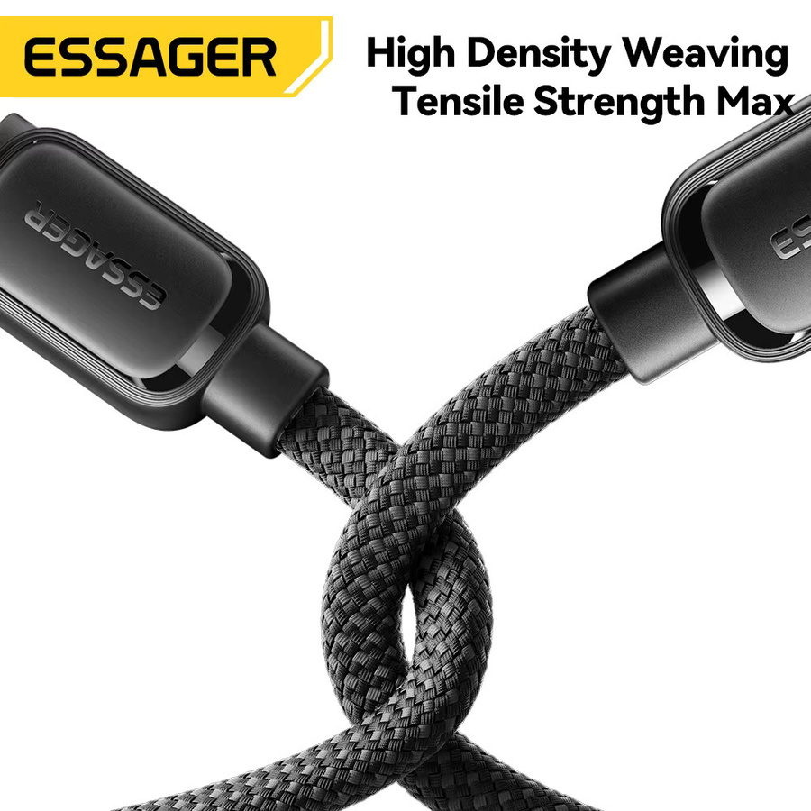 Essager 100 W USB-C PD Schnellladekabel mit magnetischer Anti-Wicklung in Schwarz - Bild 5