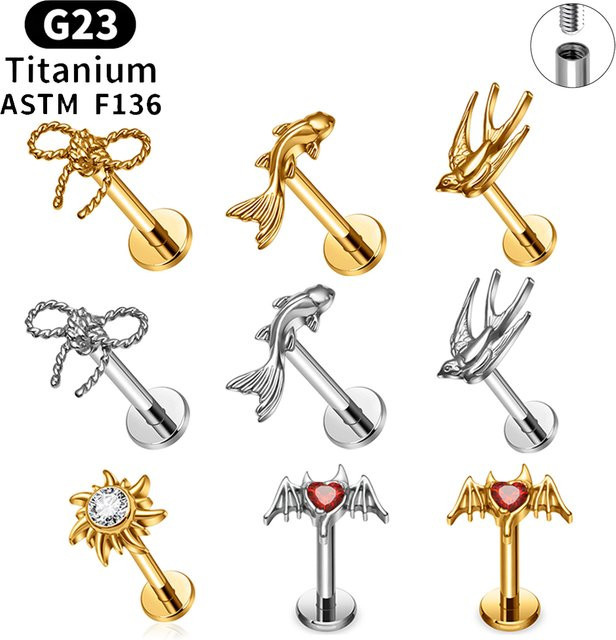 Ohrstecker Koi-Fisch Fledermaus-Design, Titan, Zirkonia, Damen - Bild 1
