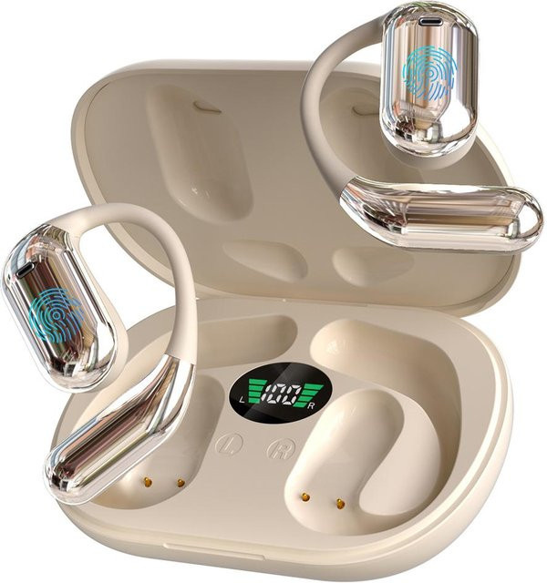 ZJM Mall KI Echtzeit Übersetzer Kopfhörer mit Bluetooth für 144 Sprachen, In-Ear Sprachübersetzer in Beige - Bild 1