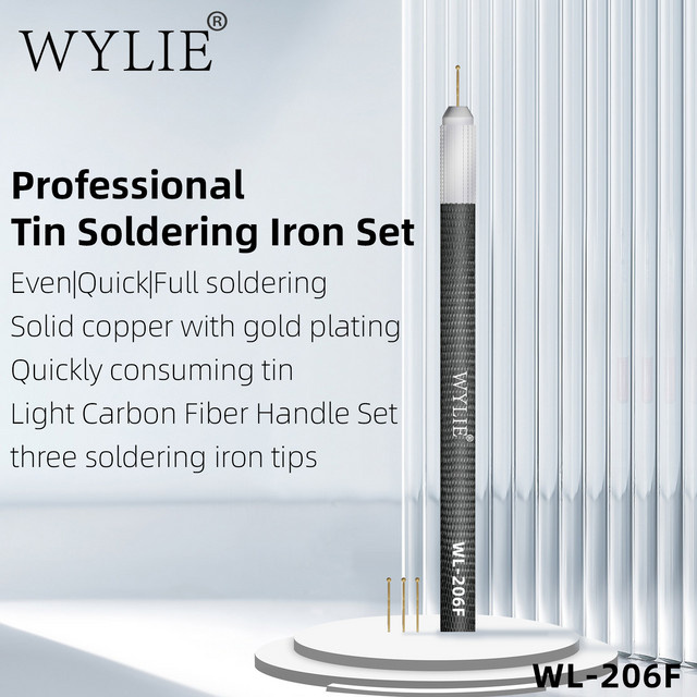 WYLIE WL-206F Professionelles Zinn-Lötkolben-Set mit Kupfer und vergoldeter Zinn-Drag-Nadel sowie Kohlefasergriff - Bild 1