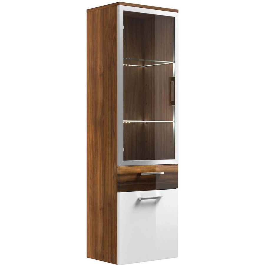 Posseik Bad-Hochschrank Rima Walnuss mit Glastüren und Soft-Close-Funktion, Breite: 40 cm, Höhe: 134,5 cm - Bild 2