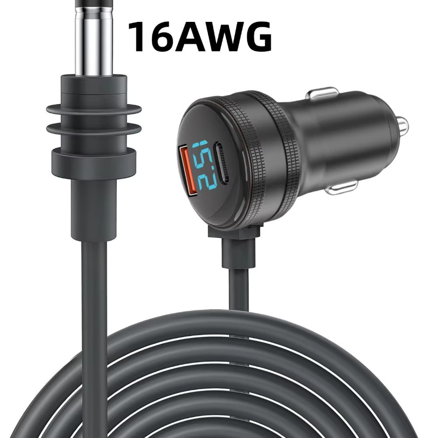 Starlink Mini Power Kabel mit 12-24V Zigarettenanzünder Adapter und USB-A sowie USB-C Port, Schwarz - Bild 2