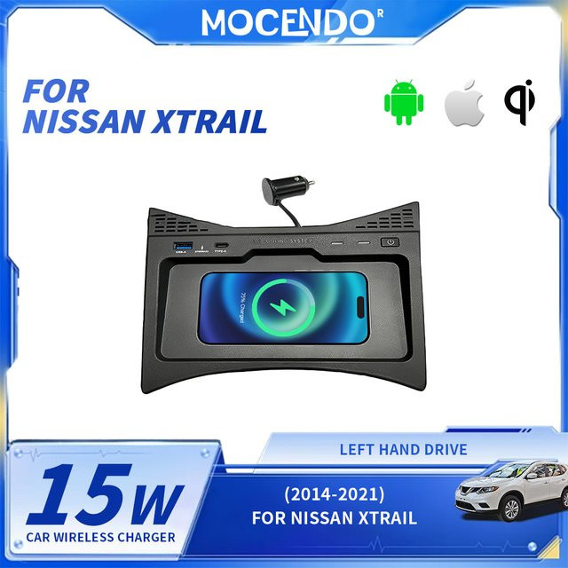 MOCENDO Qi Kabellose Ladestation und Handyhalterung für Nissan Xtrail 2014-2021 in Schwarz - Bild 1