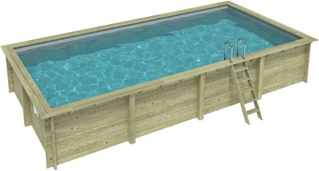 ALTANKA Holzpool Aqua rechteckig in Grau mit einzubetonierendem Profil, B/T/H: 850 x 435 x 145 cm - Bild 1