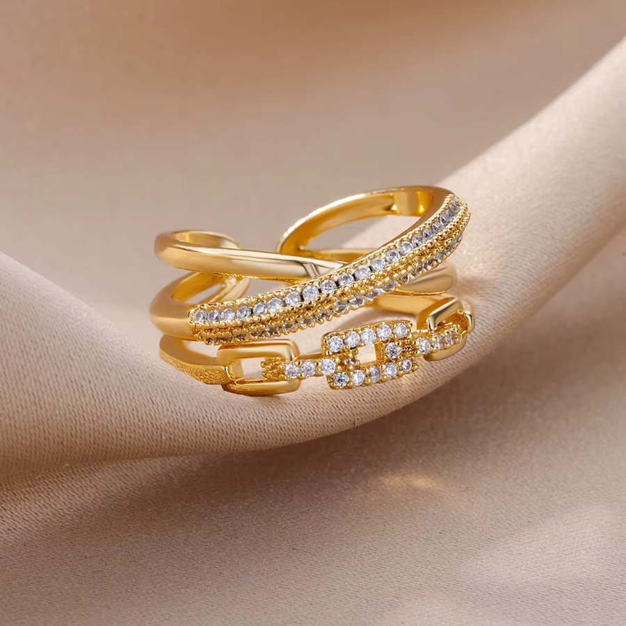 ICFTZWE Ring Edelstahl, Zirkonia, Gold, Damen - Bild 1