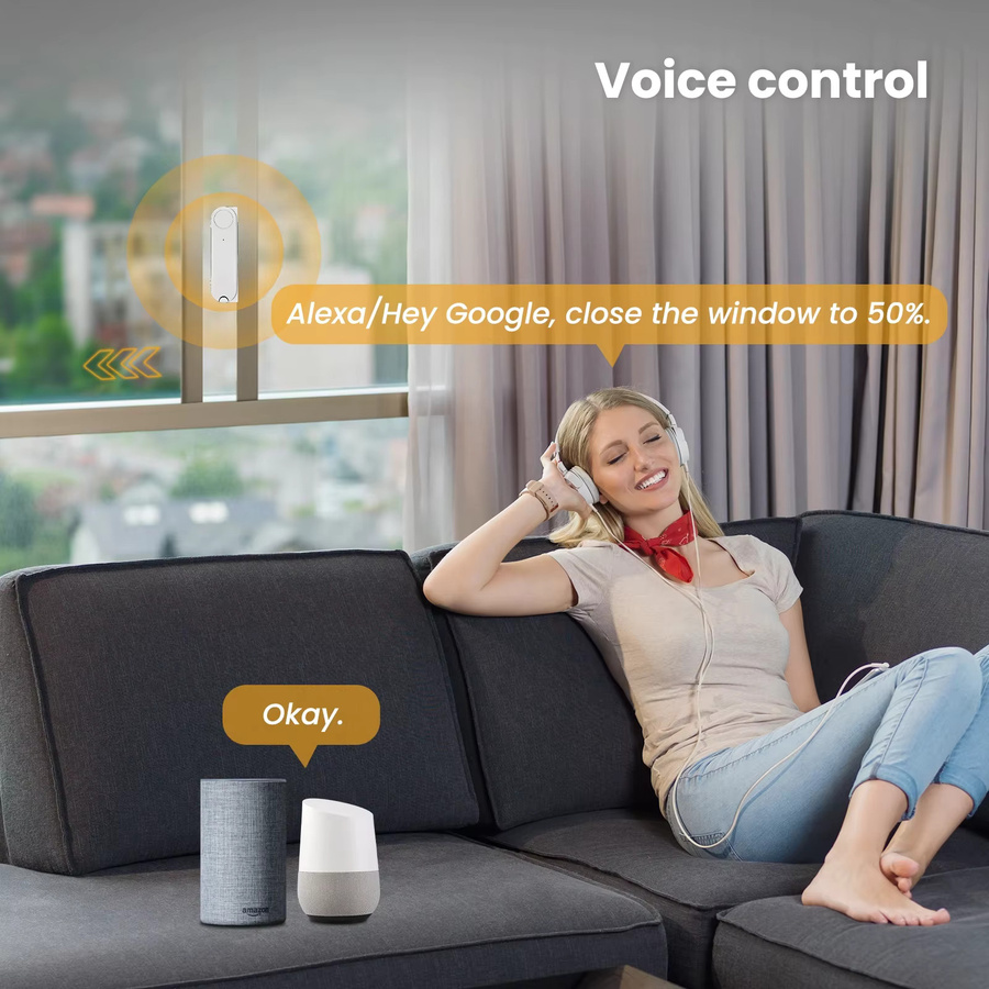 Moes Tuya Zigbee Smart Schiebefenster Automatischer Öffner und Schließer mit Solar-Ladefunktion, Farbe: Weiß, Kompatibel mit Alexa und Google Home - Bild 4