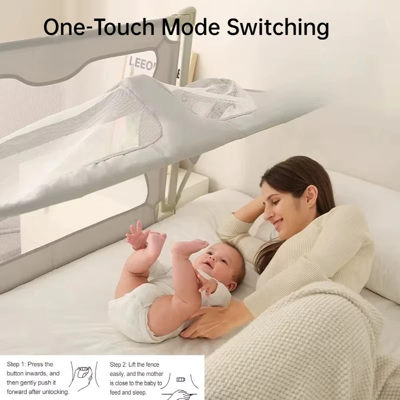 IMBABY 3-in-1 Baby-Beistellbett in Weiß für Co-Sleeping mit Bettgitter und Tragbarkeit für Twin-, Full- und Kingsize-Betten - Bild 2