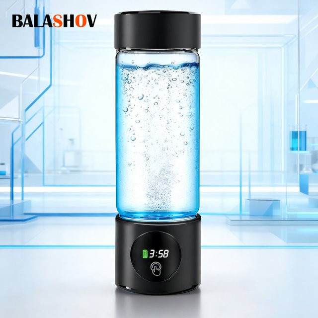 BALASHOV Wasserstoff-Wassergenerator mit Doppelkammer und PPB-Zeitanzeige in Schwarz - Bild 1