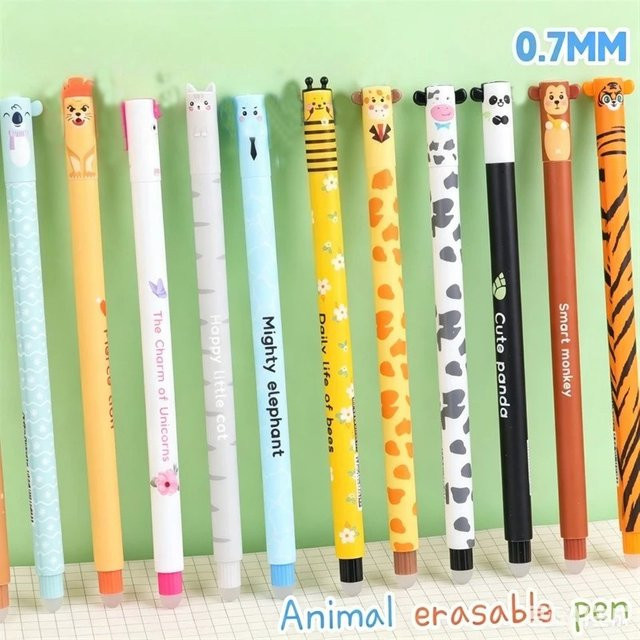 12er Set Cartoon Kugelschreiber mit niedlichen Tier-Motiven, blaue Tinte 0,7 mm, bunte Geschenkstifte für Kinder und Klassenfeiern - Bild 1