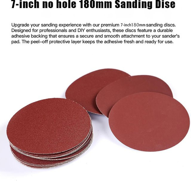 TQLQ Schleifscheiben Set 10 Stück 7 Zoll 180 mm Lochfrei Metall-Schleifpapier Körnung 40-2000 zum Schleifen und Polieren - Bild 1