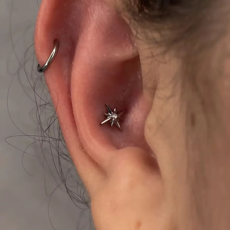ZOORBODY JEWELRY Ohrstecker Titan, Zirkonia, Silber, Unisex - Bild 2