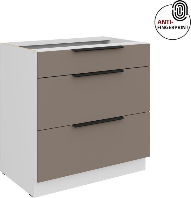 Küchenunterschrank ARIA in Sandgrau matt mit Anti Fingerprint Effekt, Breite: 80 cm - Bild 1