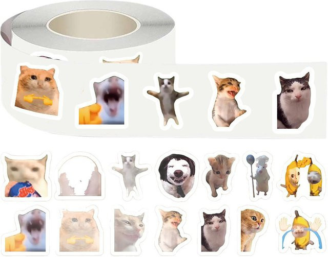 500 Stück Charile Cartoon Hund und Katze Meme Aufkleber Rolle in Multicolor für Laptop und Handyhülle - Bild 1