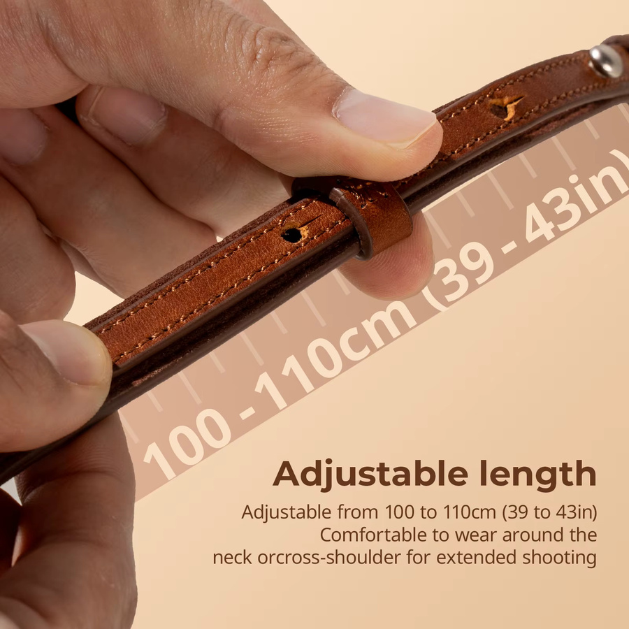 SmallRig Universal-Schultergurt aus Leder in Braun, verstellbar von 100 bis 110 cm, Belastung bis 10 kg - Bild 2