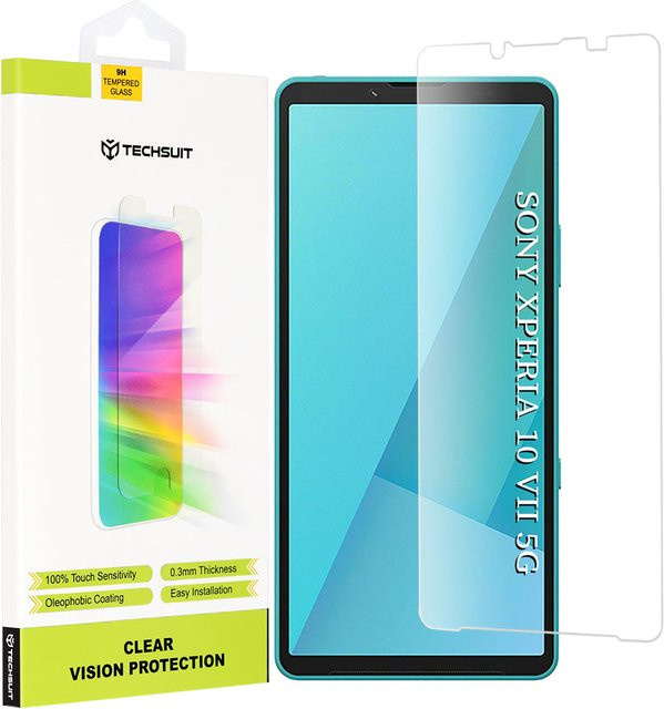 Techsuit Clear Vision Displayschutzfolie aus gehärtetem Glas für Sony Xperia 10 VII, transparent, Full Glue - Bild 1