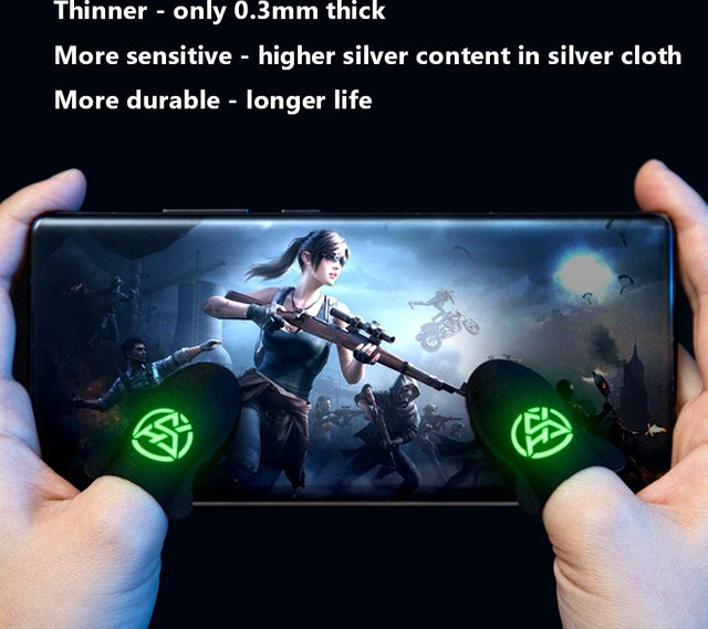 APWIKOGER Gaming Finger-Daumen-Handschuhe Schwarz, ultradünn 0,3 mm, atmungsaktiv und schweißfest für Mobile Gaming auf Android - Bild 1