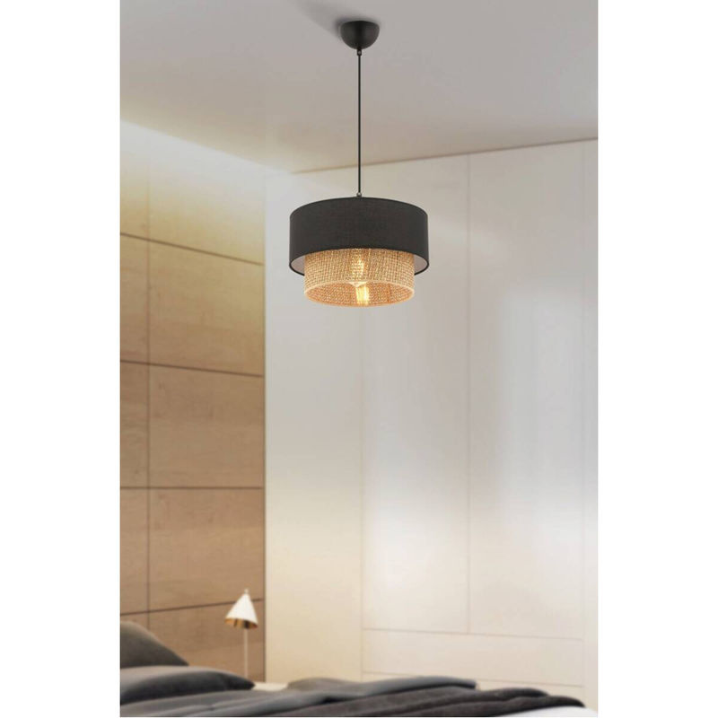Opviq Pendelleuchte Echo in Beige und Schwarz aus Baumwolle mit E27 Fassung, B/H/T: 30 x 65 x 30 cm - Bild 3