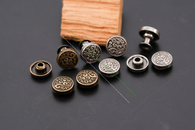 Create YueHong Nieten Blume, Messing/Silber, 9 mm, Lederhandwerk Hardware - Bild 1
