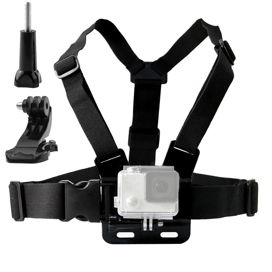 GoPro Brustgurt-Halterung mit verstellbarem J-Haken für Action-Kameras, Schwarz - Bild 6