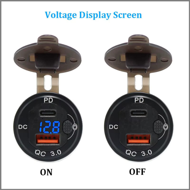 Hella Motorrad USB-Ladegerät mit USB-C und Dual USB Anschlüssen sowie Voltmeter und Ein-Aus-Schalter in Metallgehäuse für BMW Ducati Triumph - Bild 4