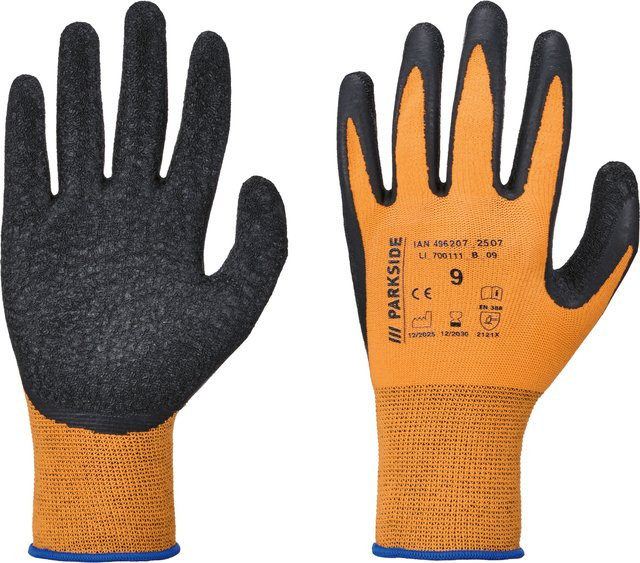 Parkside Arbeitshandschuhe Latex in Orange, Größe L - Bild 1