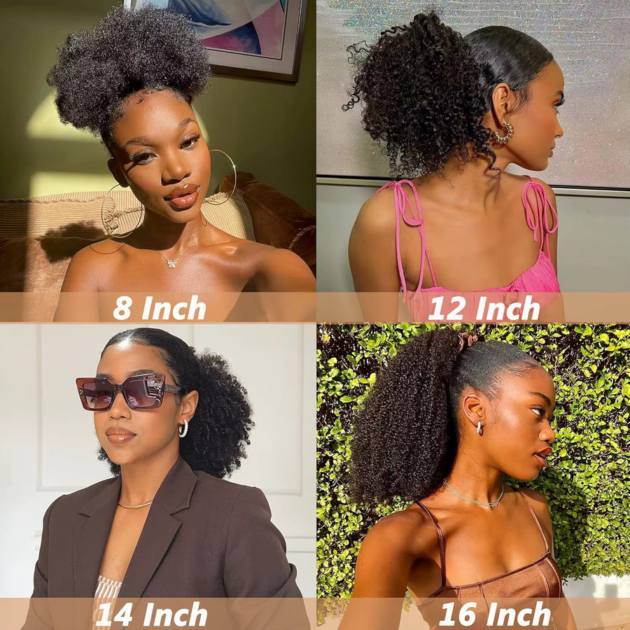 Tomiyaa Clip-in Pferdeschwanz Extensions, Kinky Curly, Unisex - Bild 6