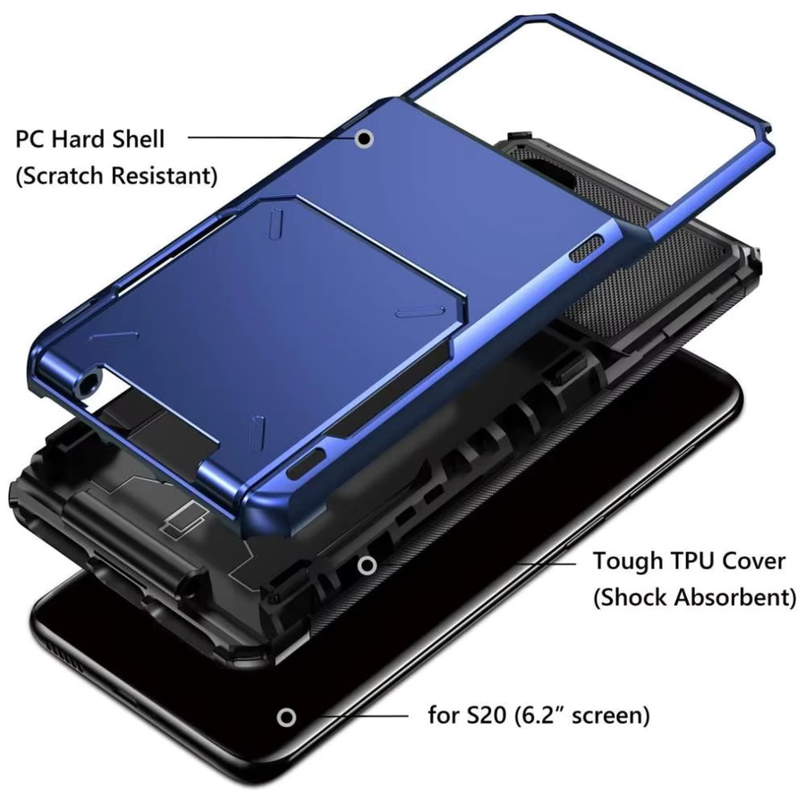 Samsung Flip-Case Brieftaschen-Hülle für Galaxy A55 A35 A36 A15 A54 A34 A56 A17 S26 mit Kartenfach und versteckter Tasche, stoßfeste Panzerhülle aus hartem PC in Rot und Blau - Bild 1