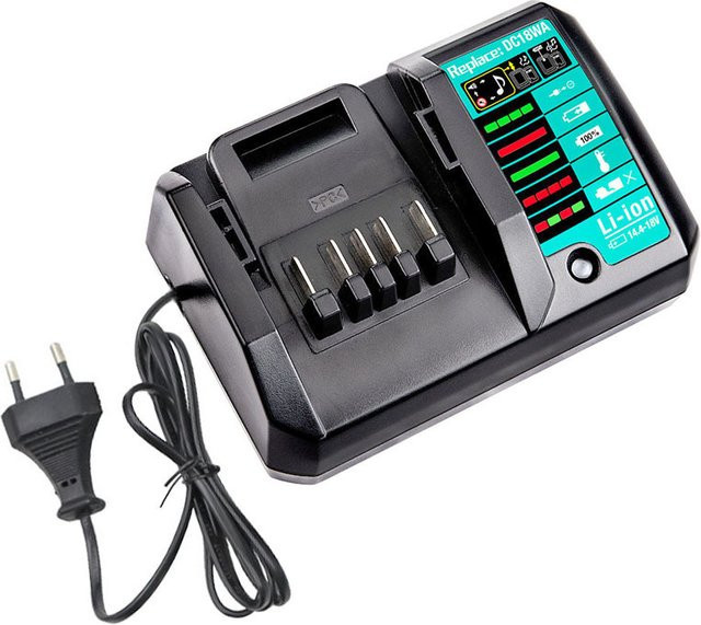 Makita DC18WA Lithium-Ionen-Schnellladegerät für 14,4 V und 18 V Akkus in Schwarz - Bild 1