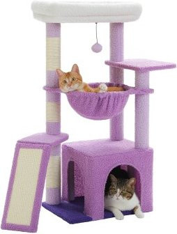 Pawz Road Kleiner Katzenbaum mit Höhle und Hängematte in Violett, Höhe: 92 cm - Bild 1