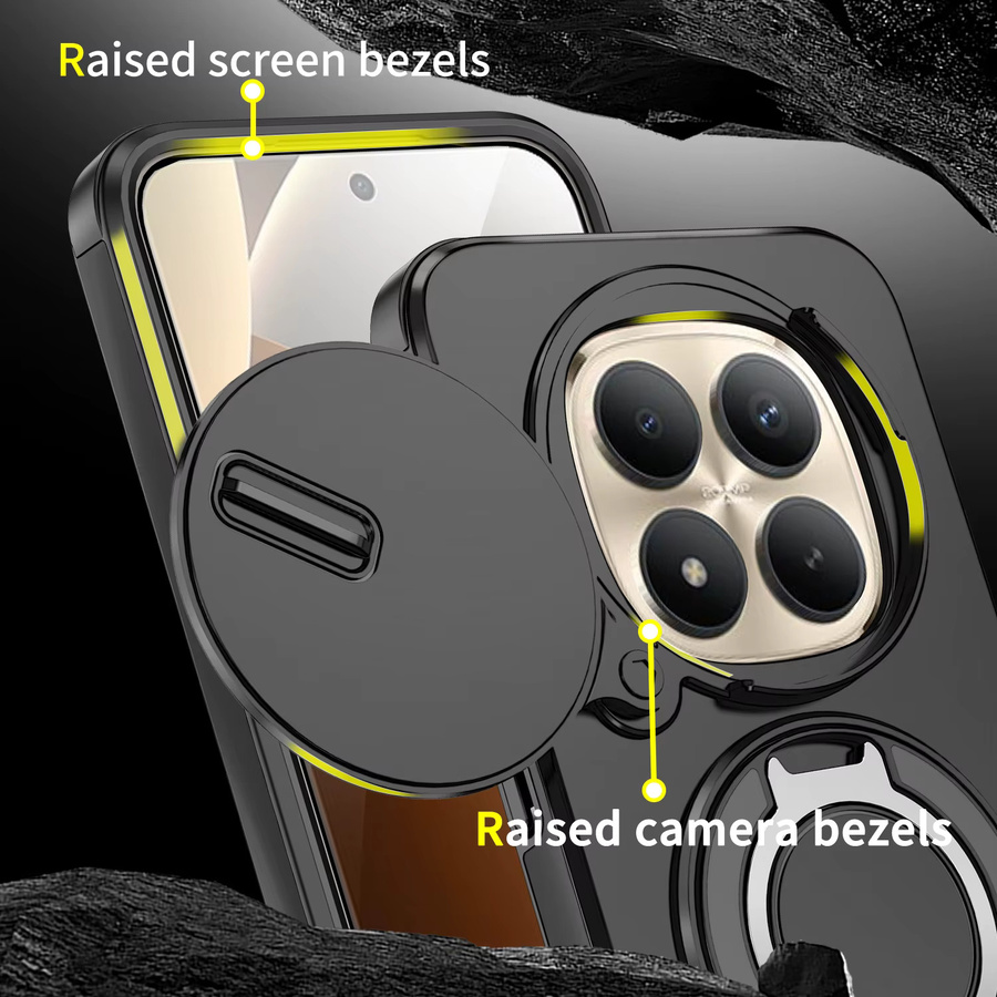 Xiaomi Handyhülle mit 360-Grad drehbarer magnetischer Halterung und Kameraschutz für Redmi Note 15 14 13 Pro Plus 14s in Schwarz oder Blau - Bild 3