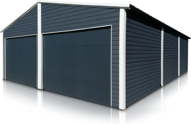 Liderstal Doppelgarage Basic aus Trapezprofilblech mit Satteldach in Graphit, B/T: 700 x 900 cm - Bild 1
