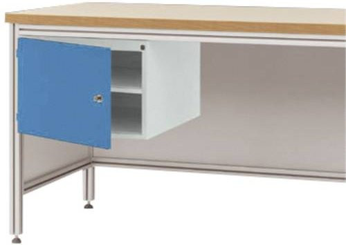 Manuflex ZB4723.5012 Gehäuse-Unterbau für ALU-Arbeitstische in Stahl, Nutzhöhe: 300 mm, für Tischtiefe: 800 mm, Türanschlag links - Bild 1