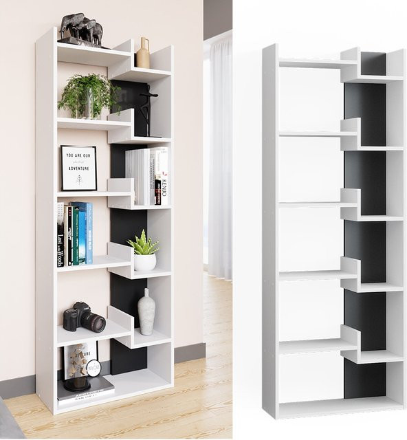 Vicco Bücherregal Fico als Raumteiler und Standregal in Weiß mit 6 Etagen - Bild 1