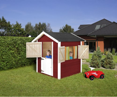 WEKA Kinderspielhaus Drachenhöhle Tabaluga aus Holz in Rot-Weiß, B/H/T: 144 x 154 x 153 cm - Bild 2