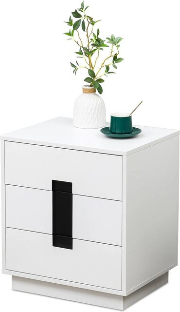 Relaxdays Kommode aus Holzwerkstoff mit 3 Schubladen in Weiß und Schwarz, B/T/H: 56 x 50 x 40 cm - Bild 1